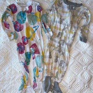 Burt's Bees Baby Sleepers: Watercolor Planets and Bunny with Watercolor plaid